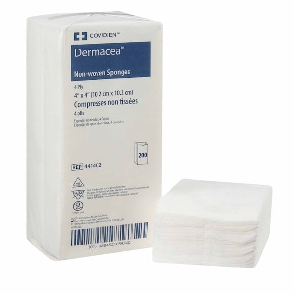 Dermacea Nonwoven Sponge 4 X 4 Inch 200 per Pack NonSterile 4-Ply Square, 2000PK 441402 - main